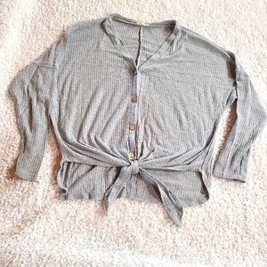 Long sleeve tie front shirt| Size M